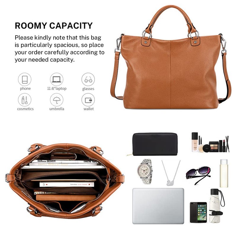 Kattee Women's Soft Leather Tote Bag, Top Satchel Purses and Handbags - Image 4